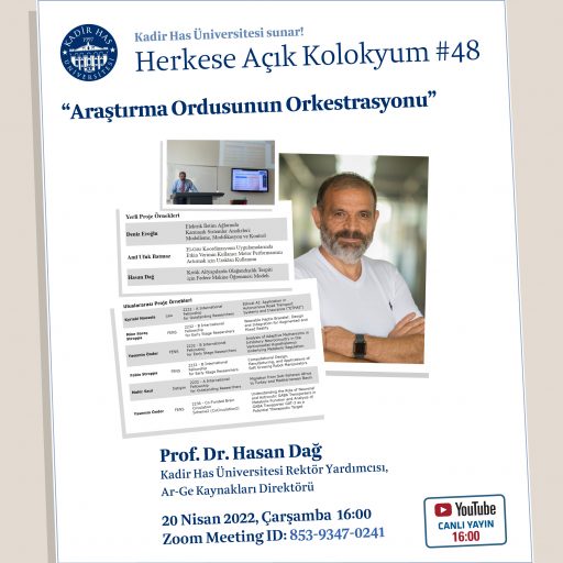 Prof. Dr. Hasan Dağ to be the Guest of Public Online Colloquium